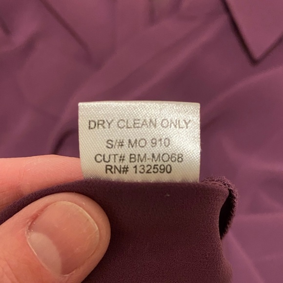 PURPLE LONG SLEEVE COLLARED VNECK MESH SEE THROUGH BLOUSE BUTTON ROLL UP CUFFS - Picture 9 of 13